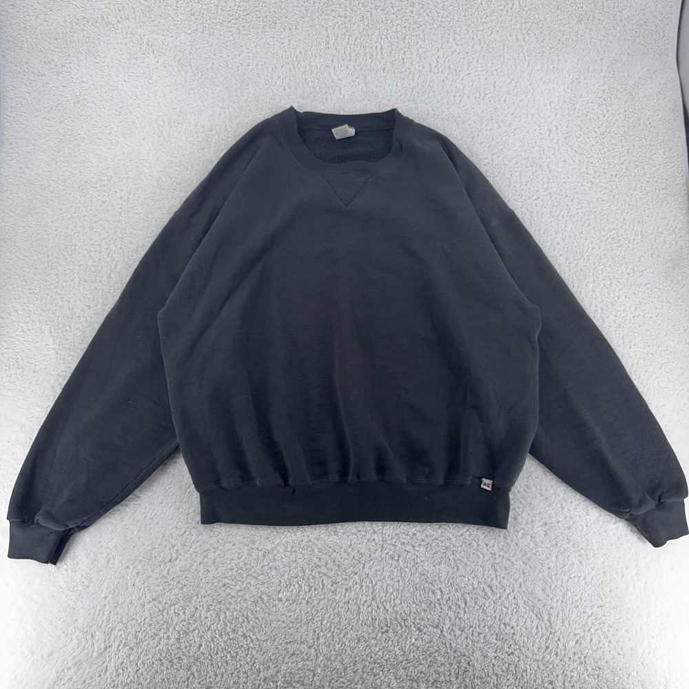vintage BLANK BLACK‎ RUSSELL ATHLETIC CREWNECK SWEATSHIRT 2XL